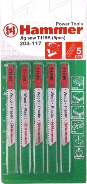 Пилка для электролобзика Hammer Flex JG WD-PL T119B 5шт